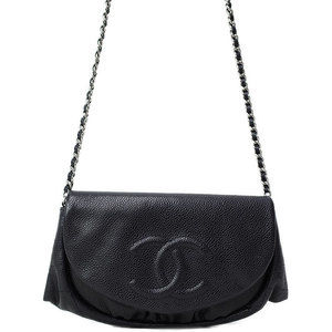 Chanel Cocomark Half Moon Chain Wallet Black